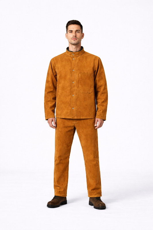 KAYNAKÇI %100  DERİ İŞ ELBİSESİ ALT-ÜST TAKIM