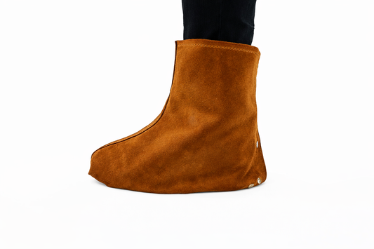 🟤 Süet Deri Isıya Dayanıklı İş Bot Kılıfı -Tozluk