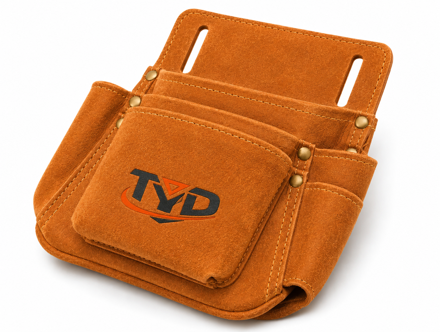 Genuine Leather Multi-Pocket Tool Bag – Belt Type for Workers, Carpenters, Electricians, and Construction Masters