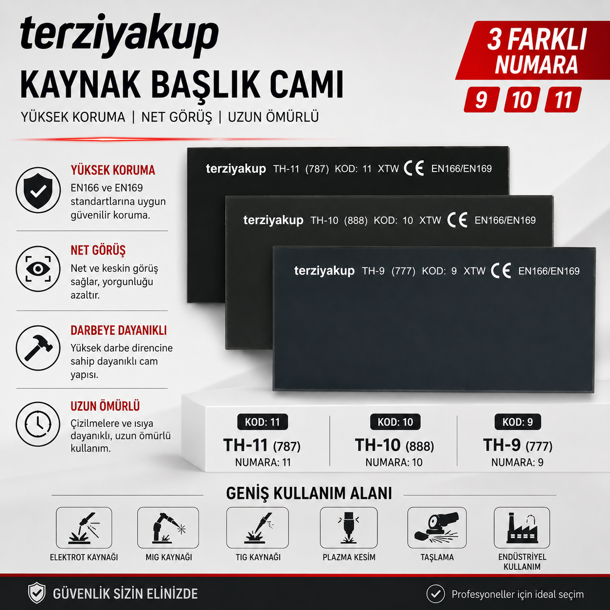 ATHERMAL MUADİLİ KAYNAK CAMI  9-10-11 No  - 5 Li paket
